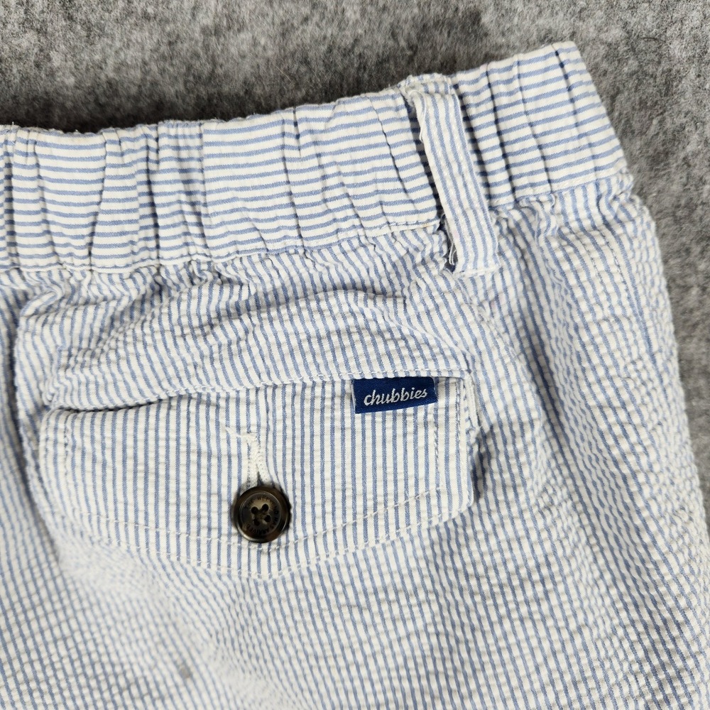 Chubbies Originals Shorts Men L Blue Seersucker Striped 5.5 Inseam Casual Summer - Picture 10 of 13